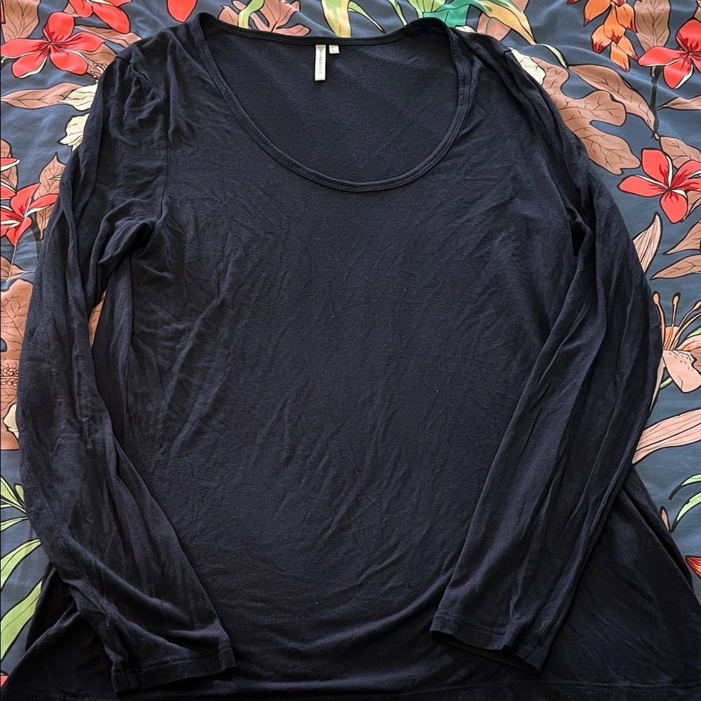 Banana Republic Navy Scoop Neck Long Sleeve Top
